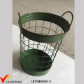Green Paint Metal Ferro Armazenamento Handmade Wire Basket